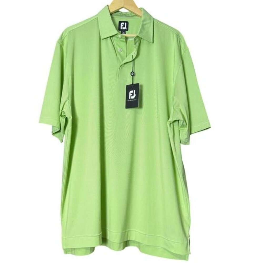 *NWT* FootJoy Mens Performance Golf Polo Lime Green Dri Fit Shirt, Size XL